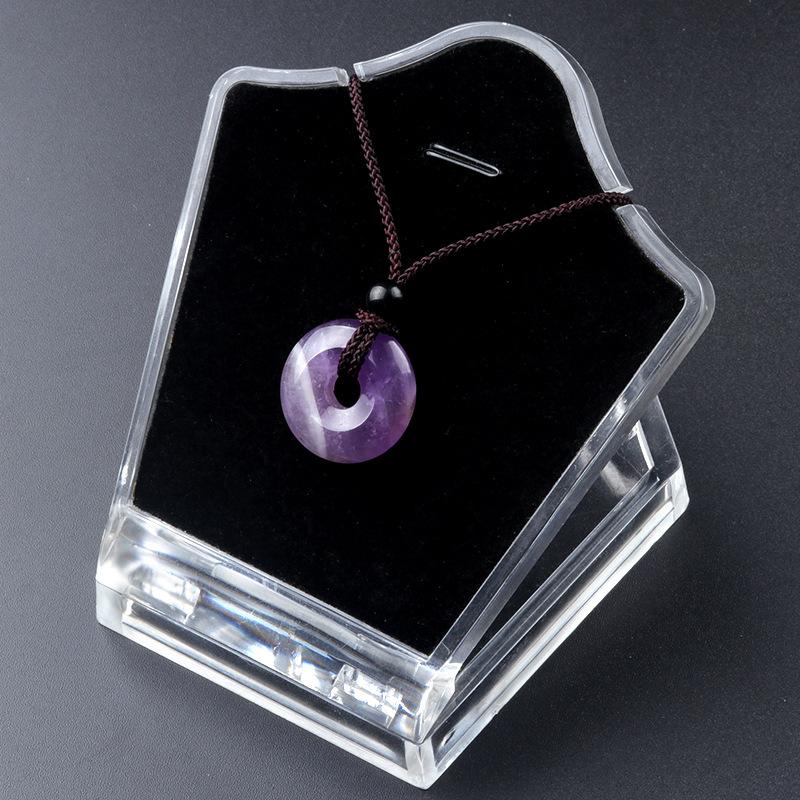 20mm Circle Donut Healing Crystals Necklace Natural Chakra Gemstone Stone Amulet Lucky Coin Donuts Charm Protection Quartz Agate