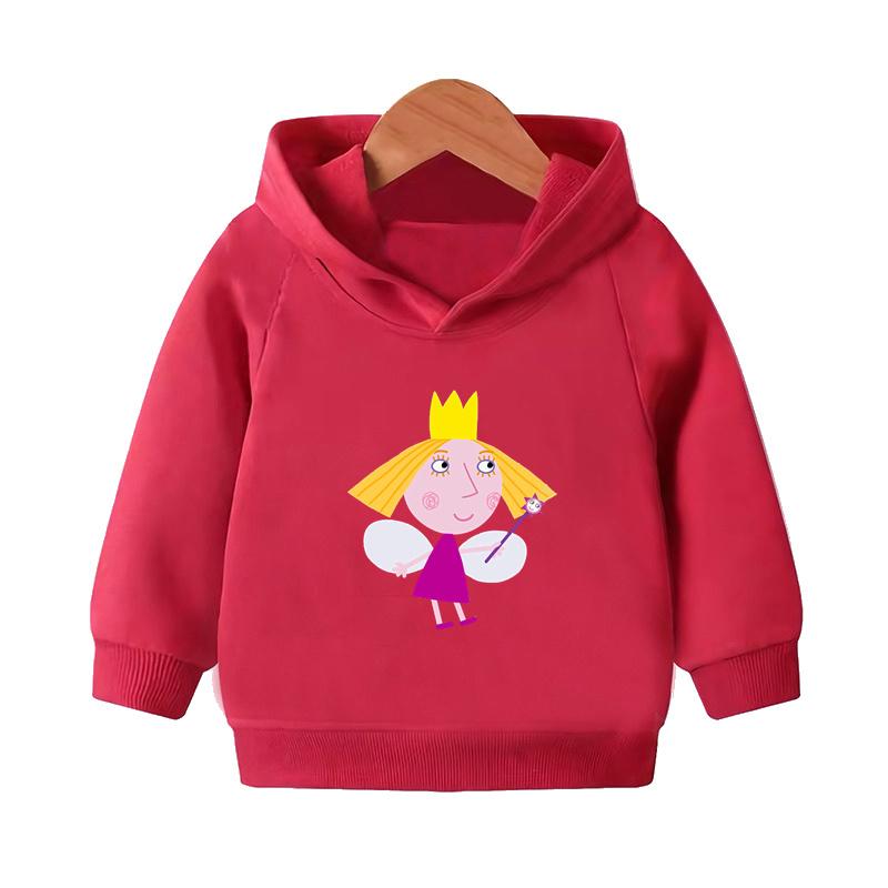 Ben and Holly Kingdom Cartoon Kids Hooded Hoodies Cute Girls Clothes Children Sweatshirts Autumn Baby Pullover Tops