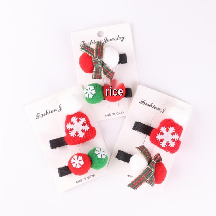 Kids' Christmas Hair Accessories: Snowflake Clips, Knit Hat, Hairpins & Bow Gift Set
