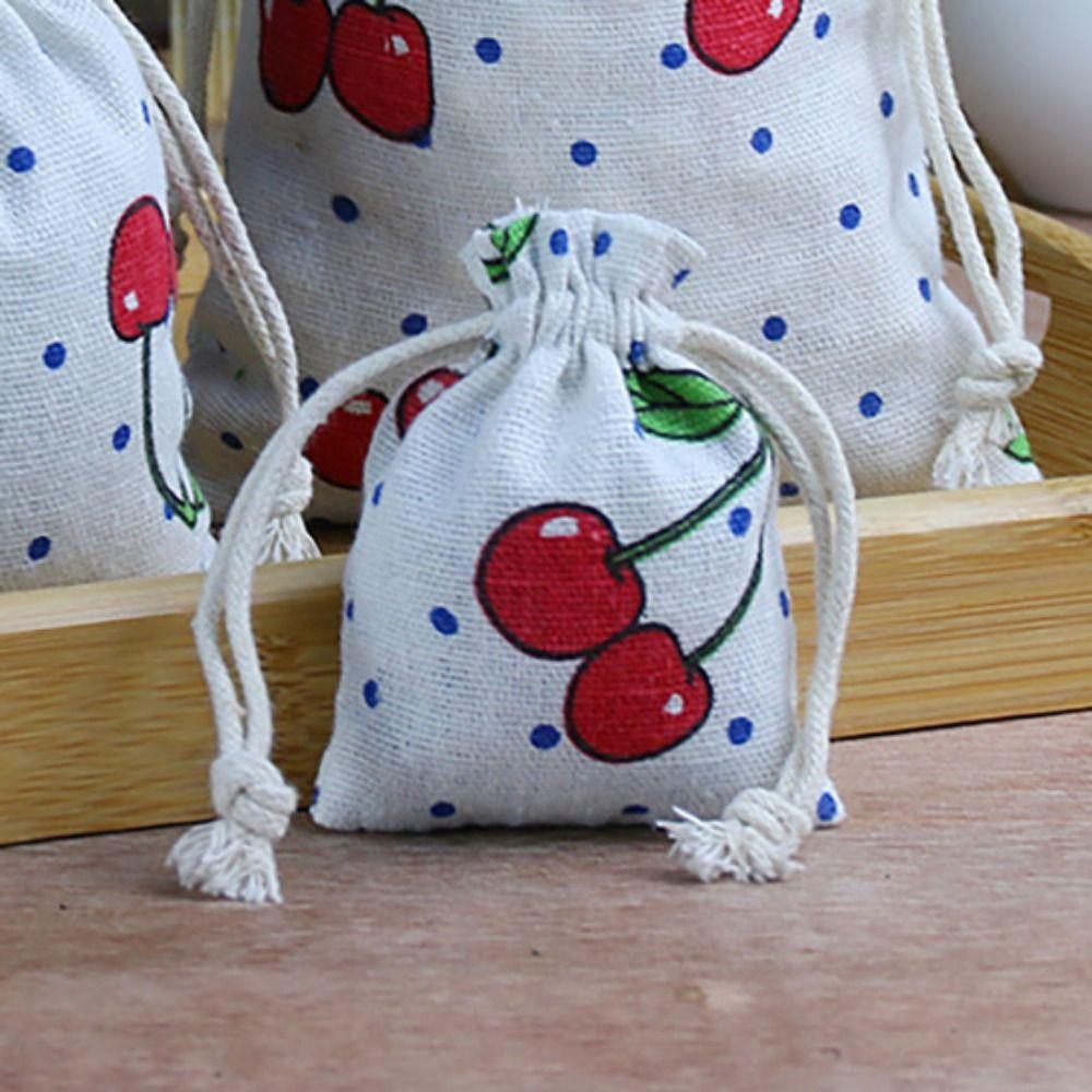 20pcs Cartoon Jewelry Storage Bag Handbag Packaging Coin Purse Drawstring Linen Pouch Gift Bag
