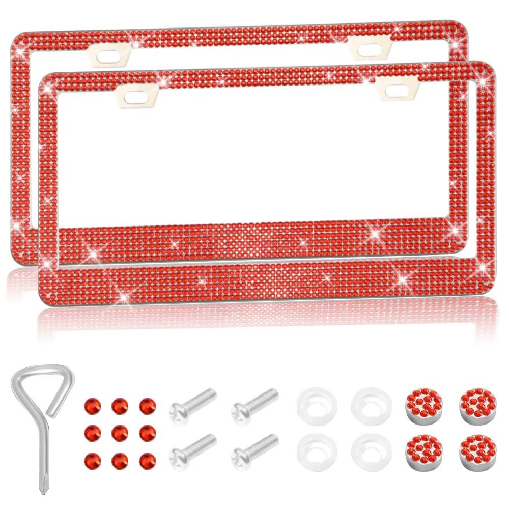 31*16cm Rhinestone Car License Plate Frame Cover Frame Auto Parts Glittering Crystal License Plate Holder for Ladies License Plate Covers Frames 6