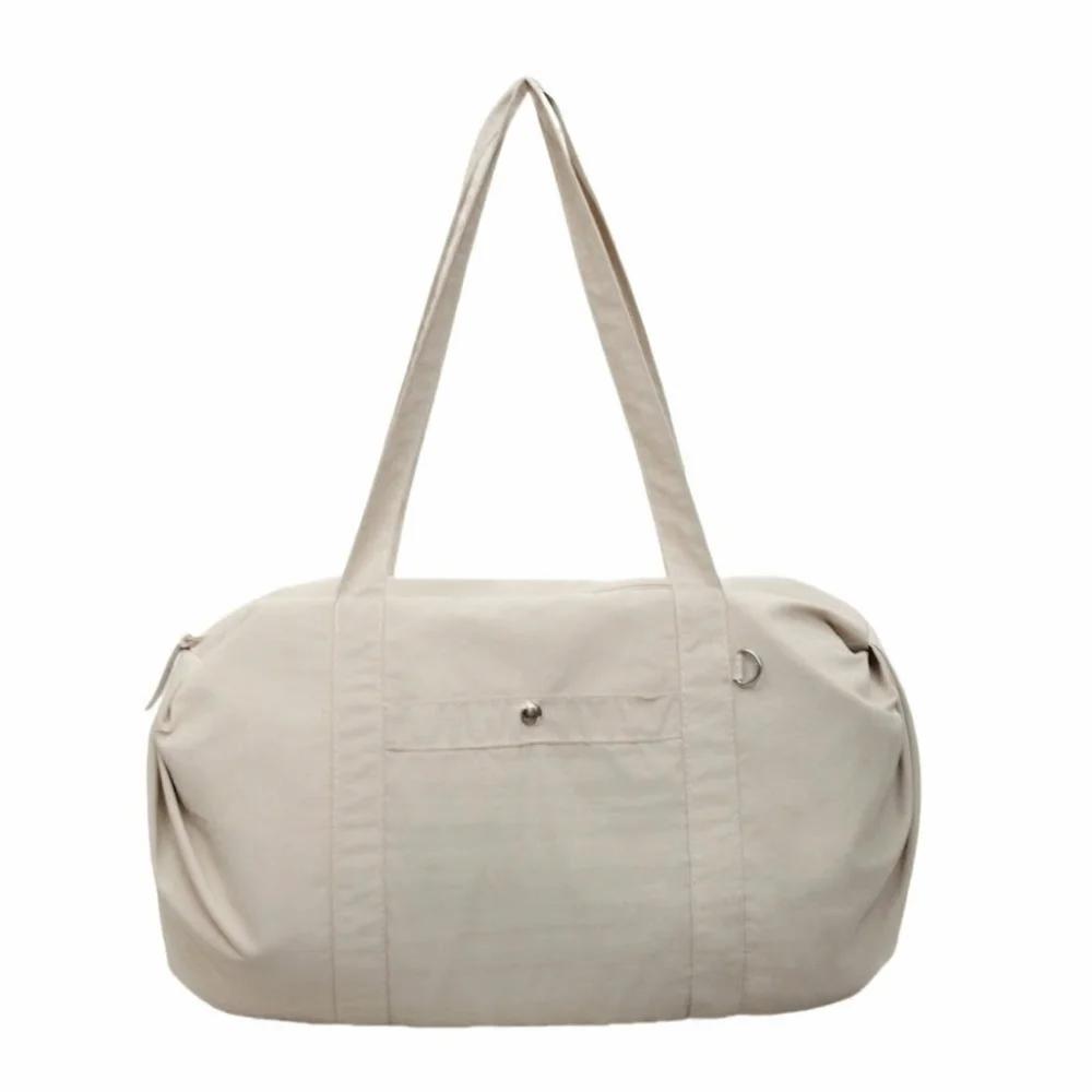 Solid Nylon Totes Bag Versatile Large Capacity Overlarge Drawsting Bag Light Weight Casual Women's Commutting
