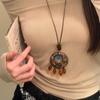 Retro Coconut Shell Resin Pendant Necklace - Creative, Trendy & Versatile Design