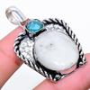 Natural Rainbow Moonstone, Topaz Gemstone 925 Sterling Silver Pendant 1.97" L5k64