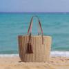 Grass Weave Tote Bag for Women Fashion Straw Bag with PU Leather Large Capacity Shoulder Crossbody Beach Handbag Summer Vacation