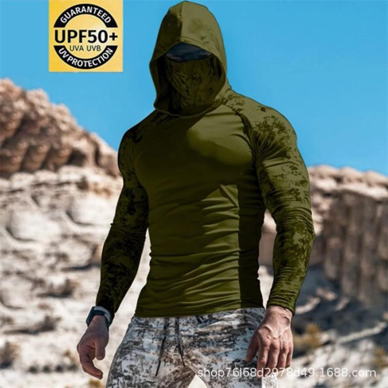Mens Quick-Dry Breathable Ice Silk Fishing Shirt With Face Cover Surfcasting Sea Boat Spinning