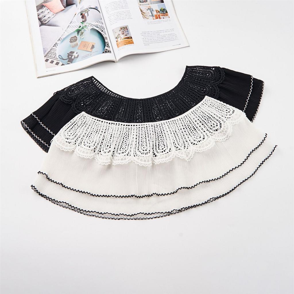 Fashion Lace Trim Shawl Hollowout Neck Scarf Breathable Poncho Lace Shawl Women Formal Party Collar Shawl Shoulder Wrap