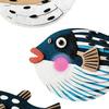 3Pcs/Set Puffer Wall Decoration Cute Decorative Wooden Globefish Rustic Cartoon Puffer Fish Wall Art Ornament for Living Room Bedroom Dining Room