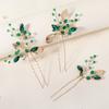New Chinese Style Xiuhe Bridal Headdress Leaf Rhinestone Hair Comb Pin High-end Hair Accessories Hairpin Comb Set