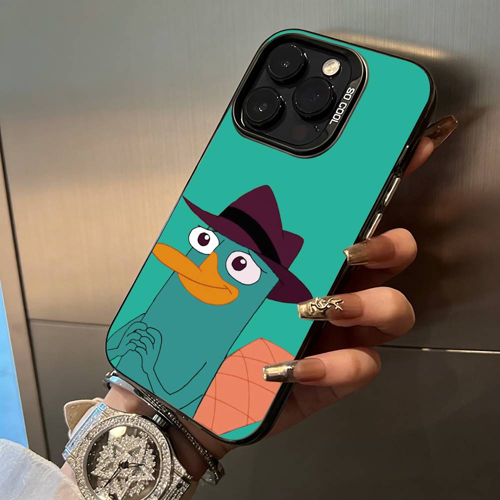 P-Perry The P-Platypus Phone Case For IPhone17 16 11 12 13 14 15 16 Pro Max Plus Cover Colored Silver Funda Bumber