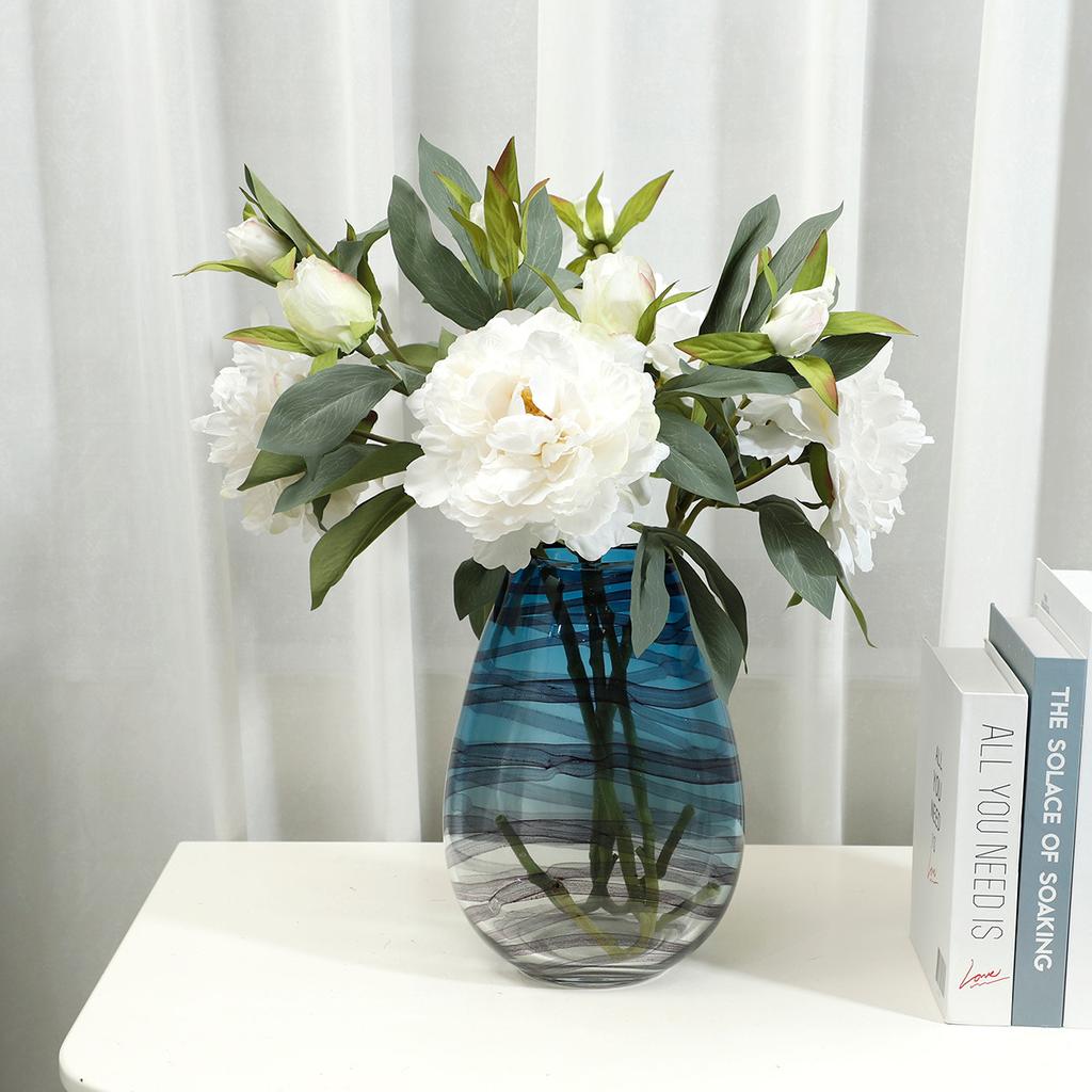 Simulated 3-head peony flower, living room hotel decorative ornament, outdoor photography prop fake flower