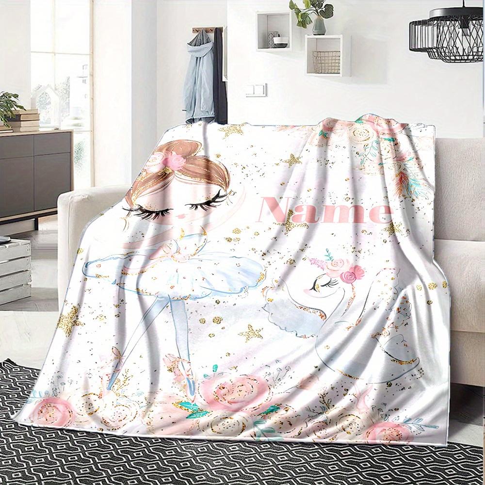 Ballet Princess Floral Personalized Blankets Cozy Soft Lightweight Allseason Multipurpose Blanket For Picnics Sofas Offices Beds Living Rooms Suitable