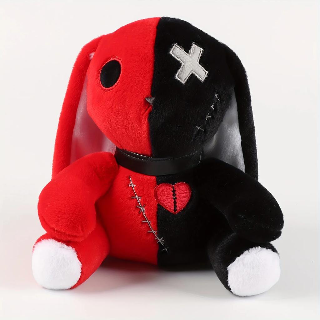 25cm Creepy Gothic Rabbit Plush Toys Spooky Bunny Stuffed Animal Cute Horror Dreadful Bunny Doll for Halloween Decor Kids Gifts