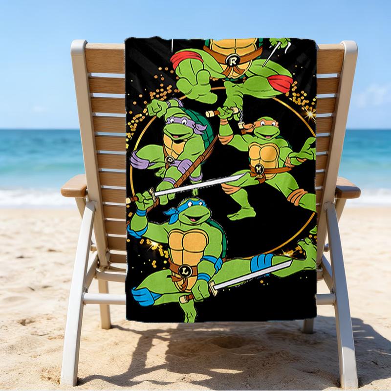 1pc Teenage Mutant Ninja Turtles Beach Towel, Beach and Seaside Swimming Pool Equipment, Fashion Pattern, Rectangular, Travel Essentials