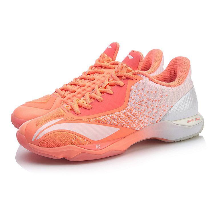 Li-Ning Attack SE Амортизирующая Поддержка Низкий Верх Обувь для Бадминтона Женская Обувь Розовый Белый AYZP008-3