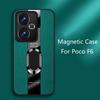 For Poco F6 Pro Magnetic Ring Stand Holder Back Cover For Xiaomi Poco F6 5G Redmi Turbo 3 Luxury Leather Shell Silicone Shockproof Bumper
