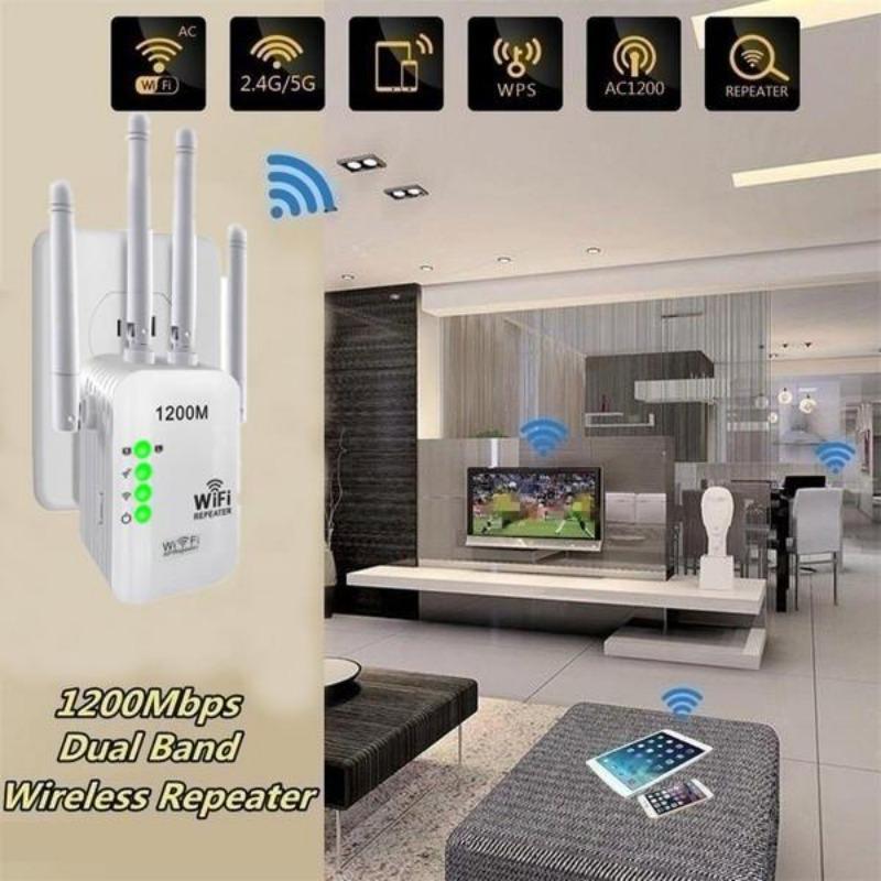 WiFi Range Extender Repeater 1200Mbps Dual Band Wireless Router Signal Booster