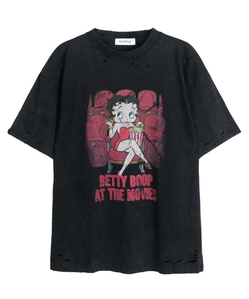 CNVS Betty Boop Cinema Oversized Short Sleeve T-Shirt_Charcoal