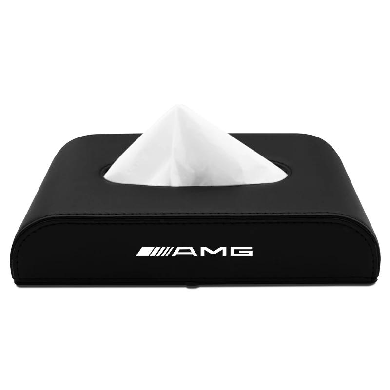 1pcs Car Tissue Box Holder Armrest Box Storage Case Stickers For Mercedes Benz AMG W205 W218 W177 W176 W169 A B C E S Class