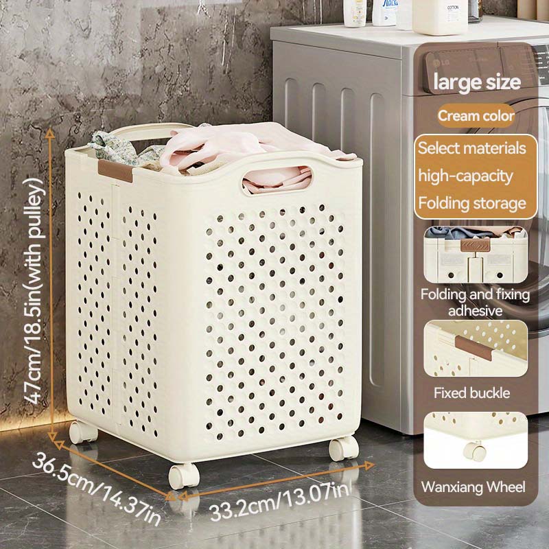 Extra Large Folding Laundry Basket Durable PP Multi-Purpose Dirty Clothes Storage Basket for Bedroom & Bathroom Household