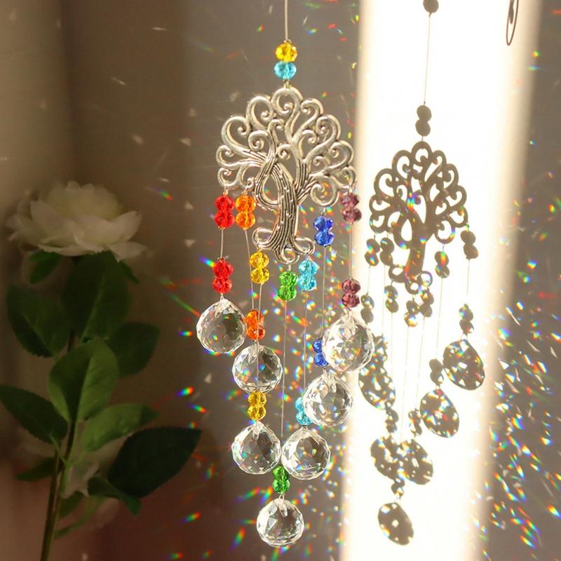 Suncatcher Crystal Dream Catcher Window Wind Chimes Light Catcher Rainbow Prism Crystal Hanging Cuestion Home Garden Decoration