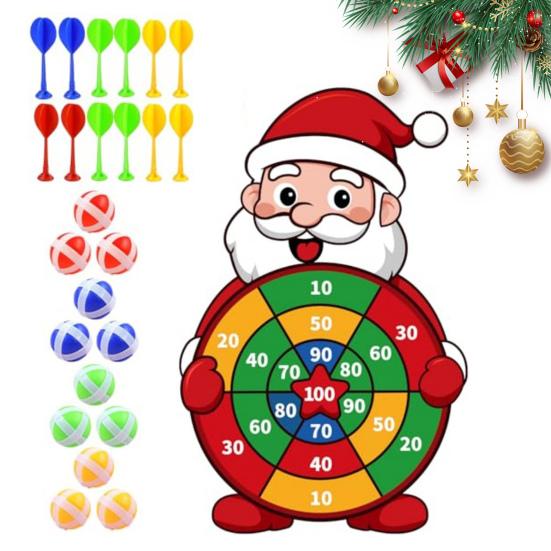Дартс-мишень Деда Мороза с 12 липкими шариками и 12 дротиками Большие рождественские игры для семьи, детей, взрослых, для вечеринок