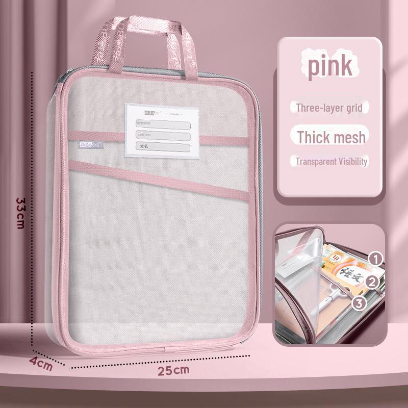 A4 Mesh L-Shaped Student Storage and Book Bag