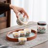 High-end white porcelain set Chinese national tide style red lotus Dehua suet jade bubble teapot high-end creative gift box
