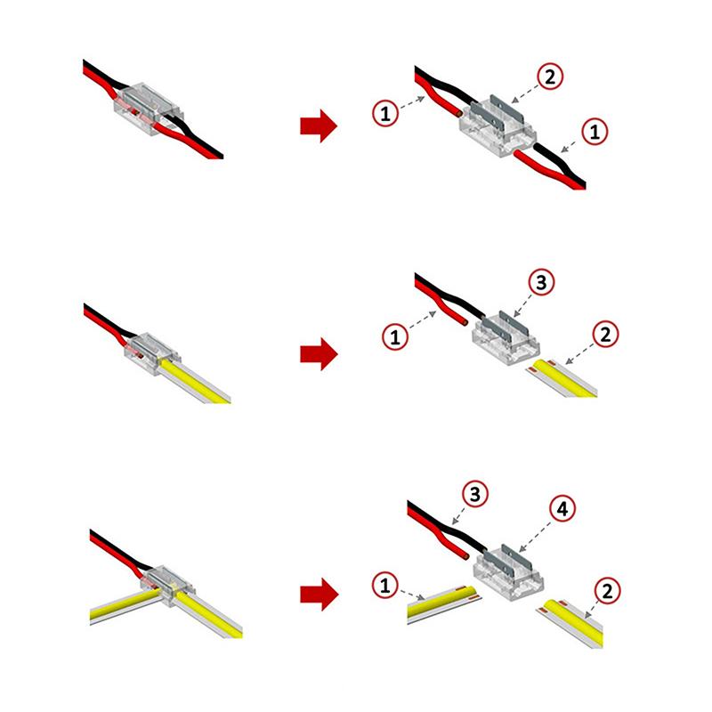 Smd/Cob бессварочные прозрачные светодиодные разъемы 5 мм 8 мм 10 мм 2-контактные для светодиодной ленты Ws2811 Ws2812B Ws2815 5050 Rgbw Rgbcct