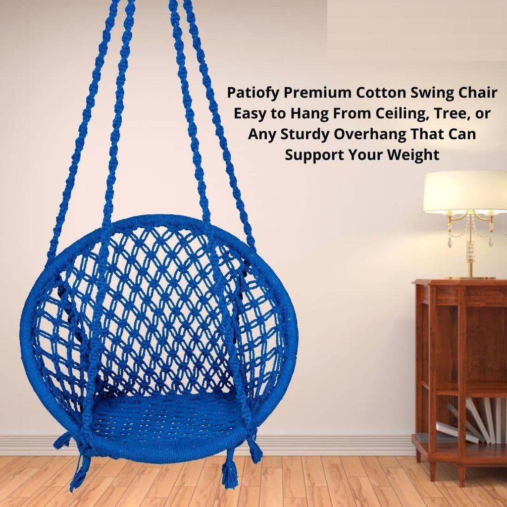 Хлопковое круглое кресло-качалка для взрослых для дома/Качели Jhula для балкона, в помещении/Подвесные качели-гамак/Деревянное кресло-качалка Unjal/Вместимость до 120 кг