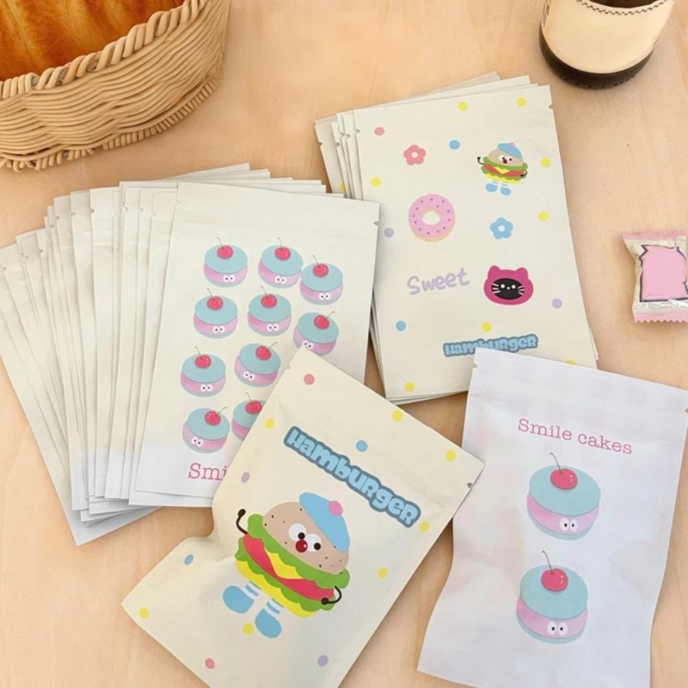 50Pcs/Pack Reusable Biscuit Packaging Bag Cartoon Design Gift Pouch  Package Supplies
