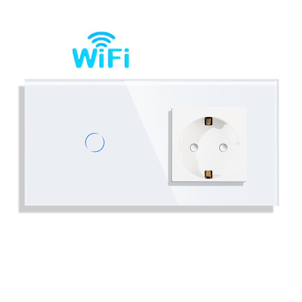Смарт-сенсорные выключатели Tuya плюс USB-разъемы, вилка типа C, стандарт ЕС, Smart Life, Google Home, управление приложением Alexa