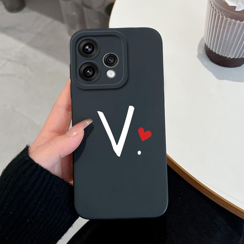 Милый Чехол для Телефона с Узором из Красных Сердечек и Букв для Oppo Reno 15 14 13 12 11 Pro 15F 14F 13F 12F 11F 5G Ударопрочный Силиконовый Чехол-Защита для Объектива Камеры