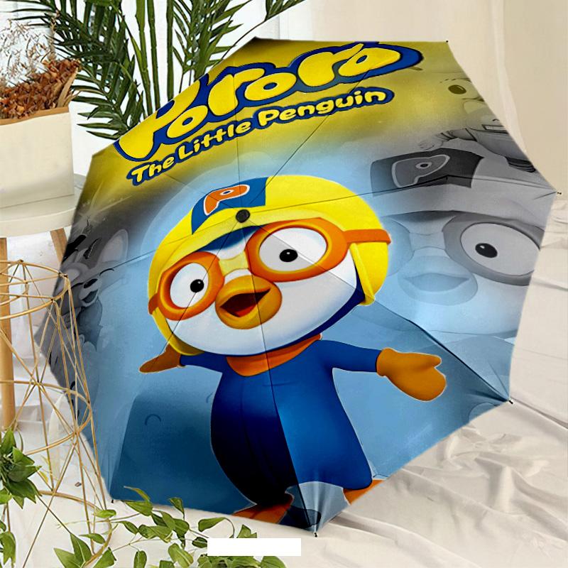 Pororo Umbrella with Automatic Open/Close & Self-8-Rib Heavy-Duty Umbrella, Compact Travel Umbrella Suitable for Outdoor