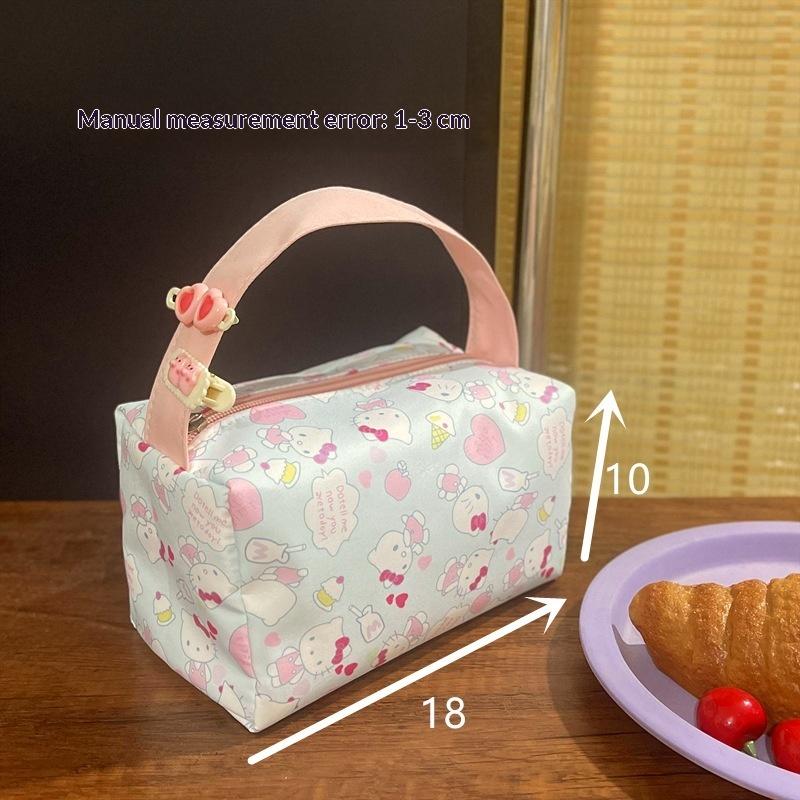 Косметичка Hello Kitty с ручкой Мягкая дорожная сумка для хранения косметики Портативный органайзер с принтом котенка Пенал Косметичка-клатч