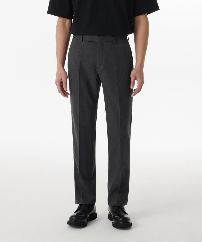 MUSINSA STANDARD Wool Blend Tapered Hidden Elastic Waist Length Slacks [Medium Gray]