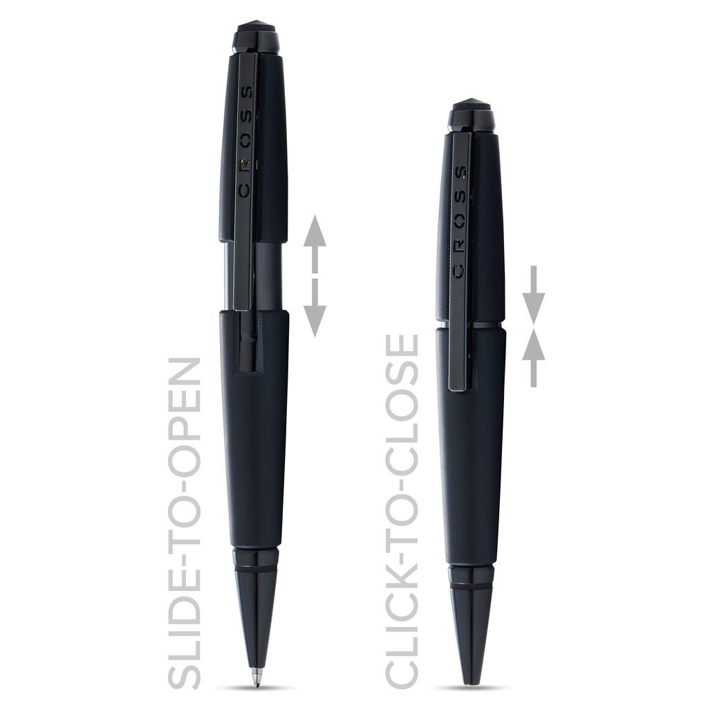 CROSS Edge Matte Black Lacquer Ballpoint Imported Pen, Water-Based Ink, NAT0555-11 (Genuine Product)