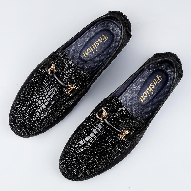 Мужская обувь Высококачественные мокасины Легкая мужская повседневная обувь Мокасины с крокодиловым узором Мужская обувь из натуральной кожи Zapatos Hombre