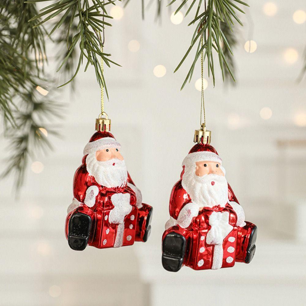 2PCS Plastic Christmas Hanging Decoration Red&white Christmas Tree Ornament Christmas