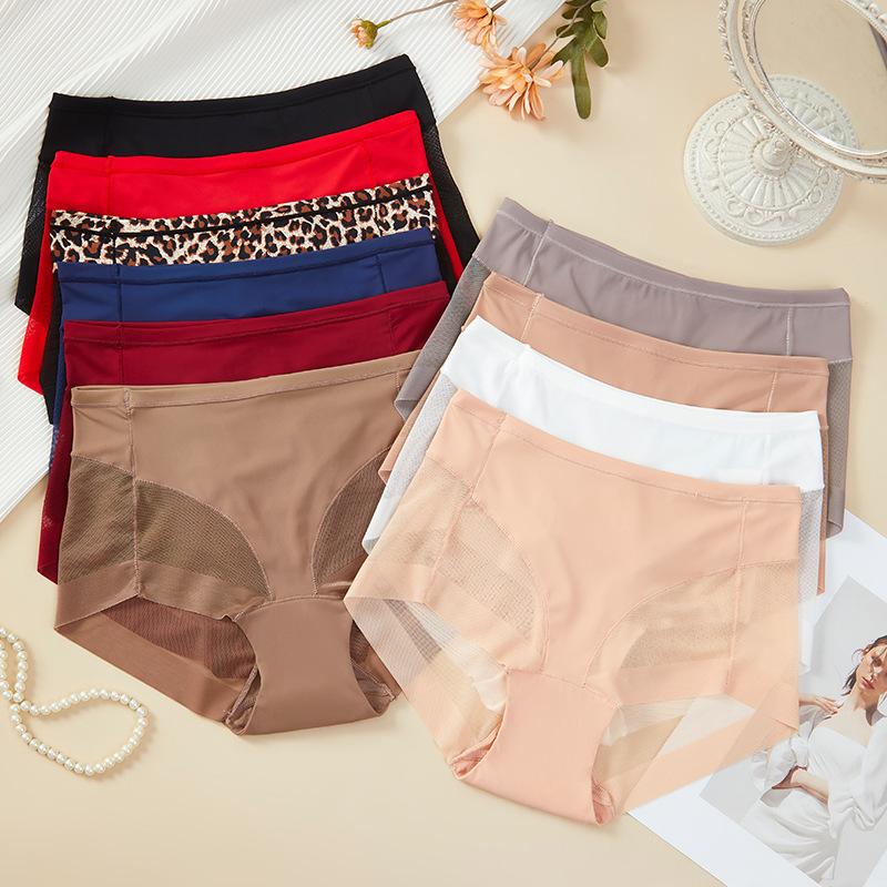 Женские кружевные трусики с леопардовым принтом средней высоты, женские трусы больших размеров, утягивающее нижнее белье L-3XL