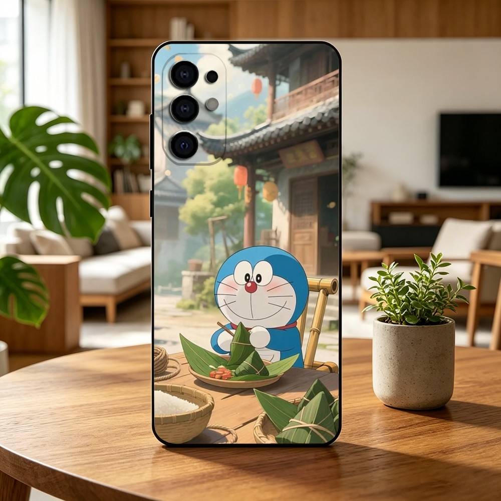 Cute Cartoon M-Doraemon Shockproof Phone Case Black Silicone Soft For Samsung S25,S24,S21,S22,S23,S30,Ultra,S20,Plus,Fe,Lite