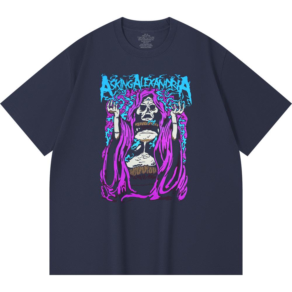 Хлопковая футболка плотностью 230 г/м² 100% Хлопок Heavy Metal Футболка с принтом рок-группы Популярная музыка Унисекс Тяжелая хлопковая футболка