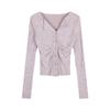 Korean-Style Ruched Collar Knitted Sweater: Autumn Slim-Fit Long Sleeve T-Shirt Top