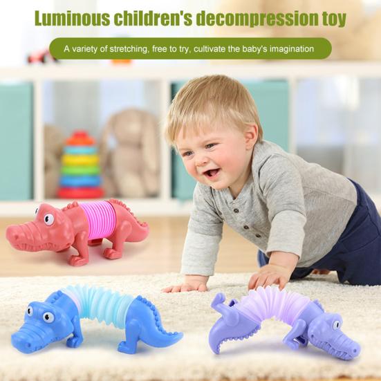 Dinosaur Telescopic Tube Toy Free Transformation Fun Battery Operated Lighting Stress Relief Kids Dino Animal
