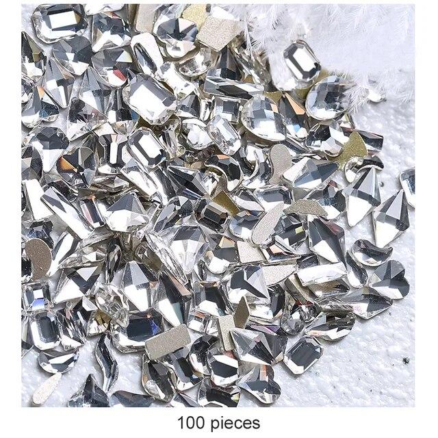100 шт. смешанные кристаллы AB для дизайна ногтей, стразы с плоской задней поверхностью, стеклянные камни для ногтей, драгоценные камни для 3D ногтей, украшения для маникюра «сделай сам»
