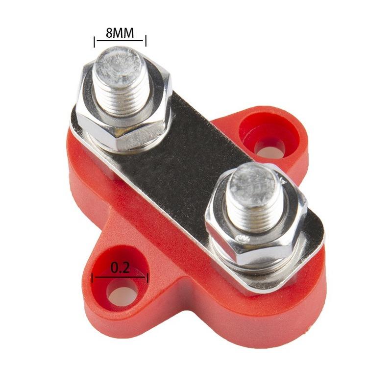 Шпилька клеммного блока Daul, двойная клеммная колодка M8 постоянного тока, 48 В, силовая клеммная колодка, положительные отрицательные фиксированные болты проводки для грузовика, лодки, автофургона