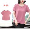 Шифоновая рубашка с короткими рукавами, новая летняя свободная футболка для матери среднего возраста, женский топ с круглым воротником