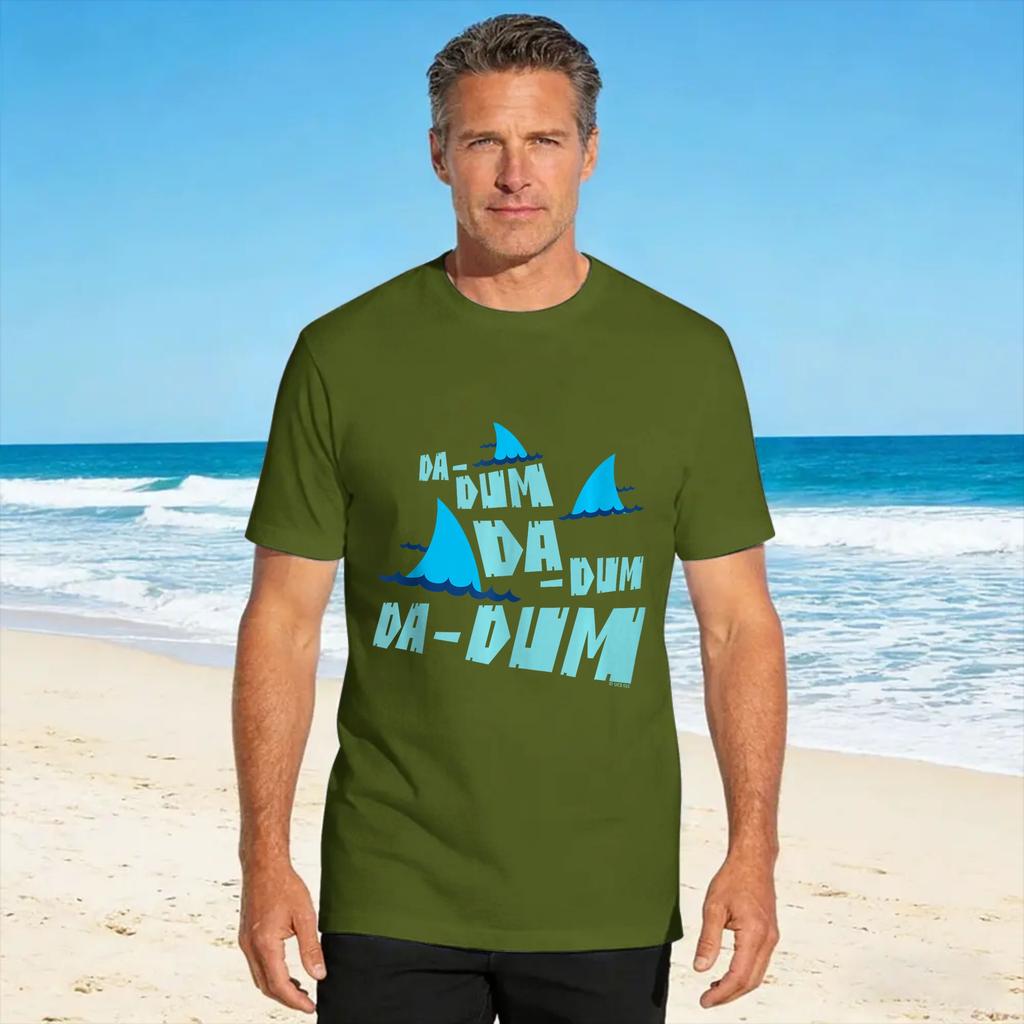 Jaws Da Dum Da Dum Blue Shark Fins Design T Shirt Summer Popular Tshirts 100 Cotton O Neck Plus Size 5xl Tees Short Sleeve