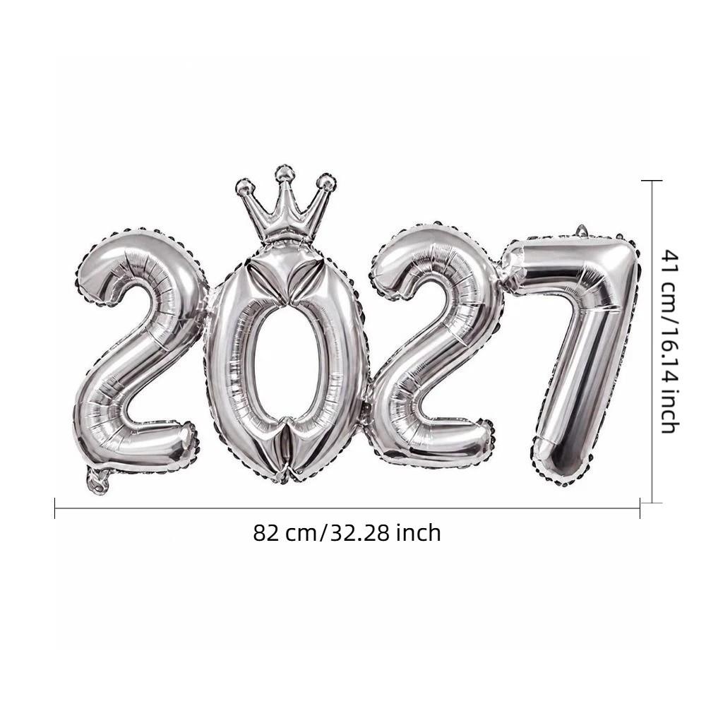 2027 Number Foil Balloons Gold Foil Digit Foil Balloon Crown Foil Balloon Celebration Events