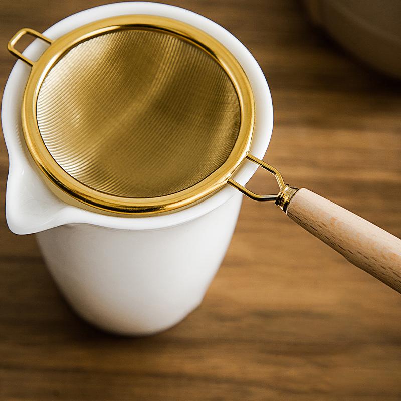 Wooden Handle Reusable Tea Strainer Stainless Steel Fine Leak Mesh Sieve Tea Leaf Infuser Coffee Filters Teapot Accessories